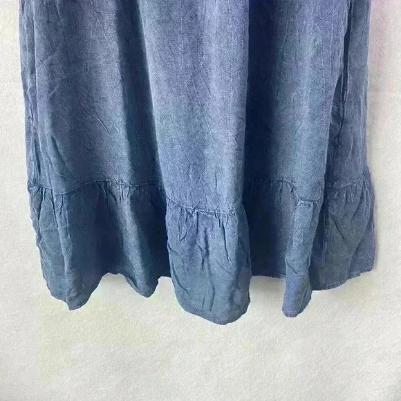 CATO Blue Denim 3/4 Ruffle Sleeve Scoop Ruffle Neck Baby Doll Mini Dress Size XS - Picture 6 of 15